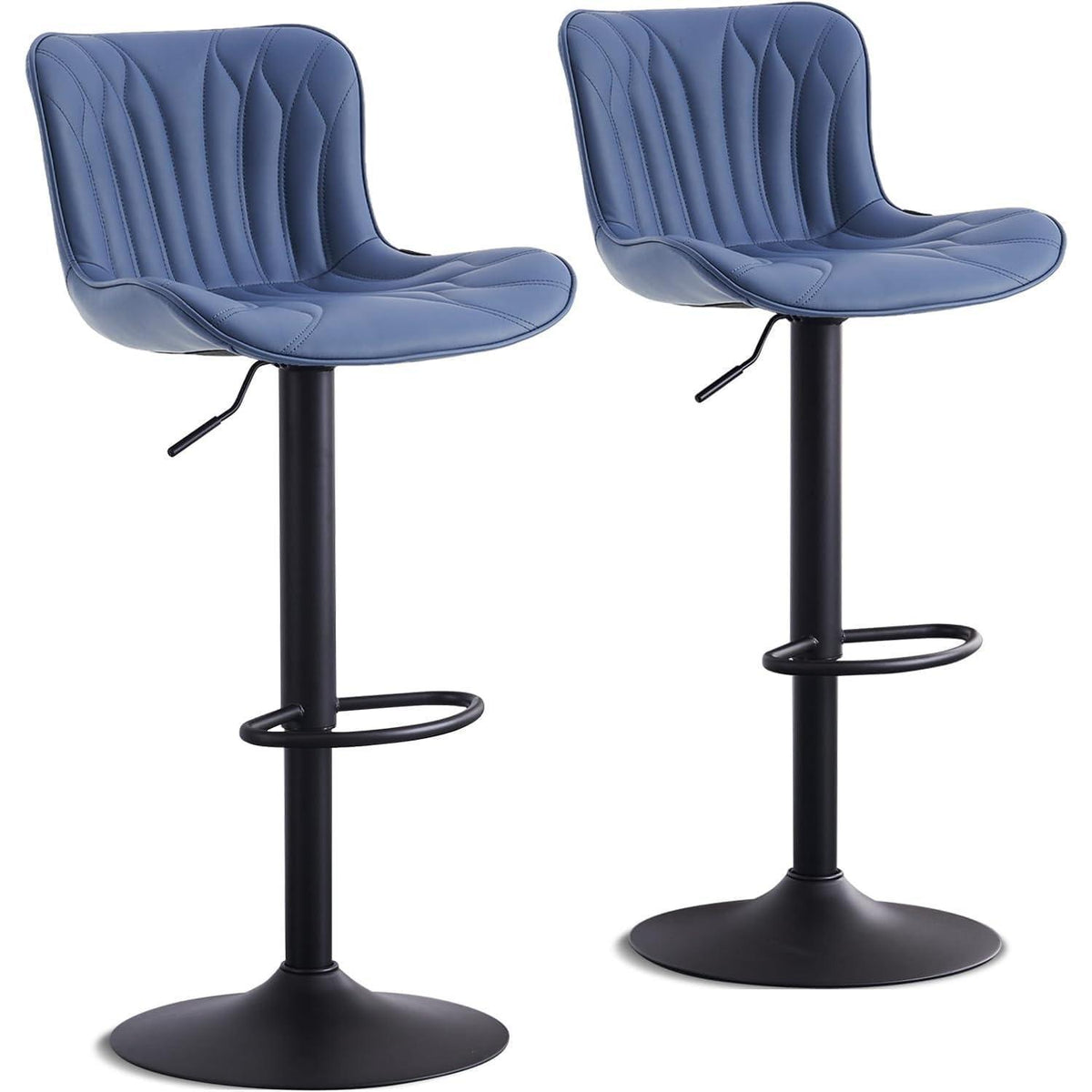 Drehbarer Barhocker 2er Set, Höhenverstellbar in Lederoptik