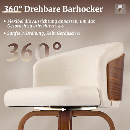 360° Drehbarer Barhocker mit Lehne – Weiß
