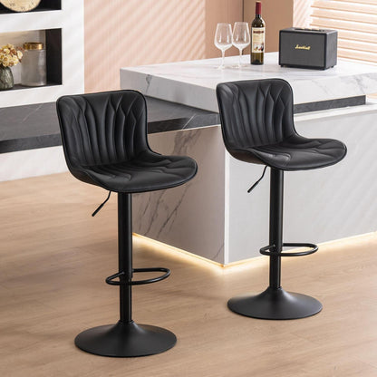 Drehbarer Barhocker 2er Set, Höhenverstellbar, Schwarz