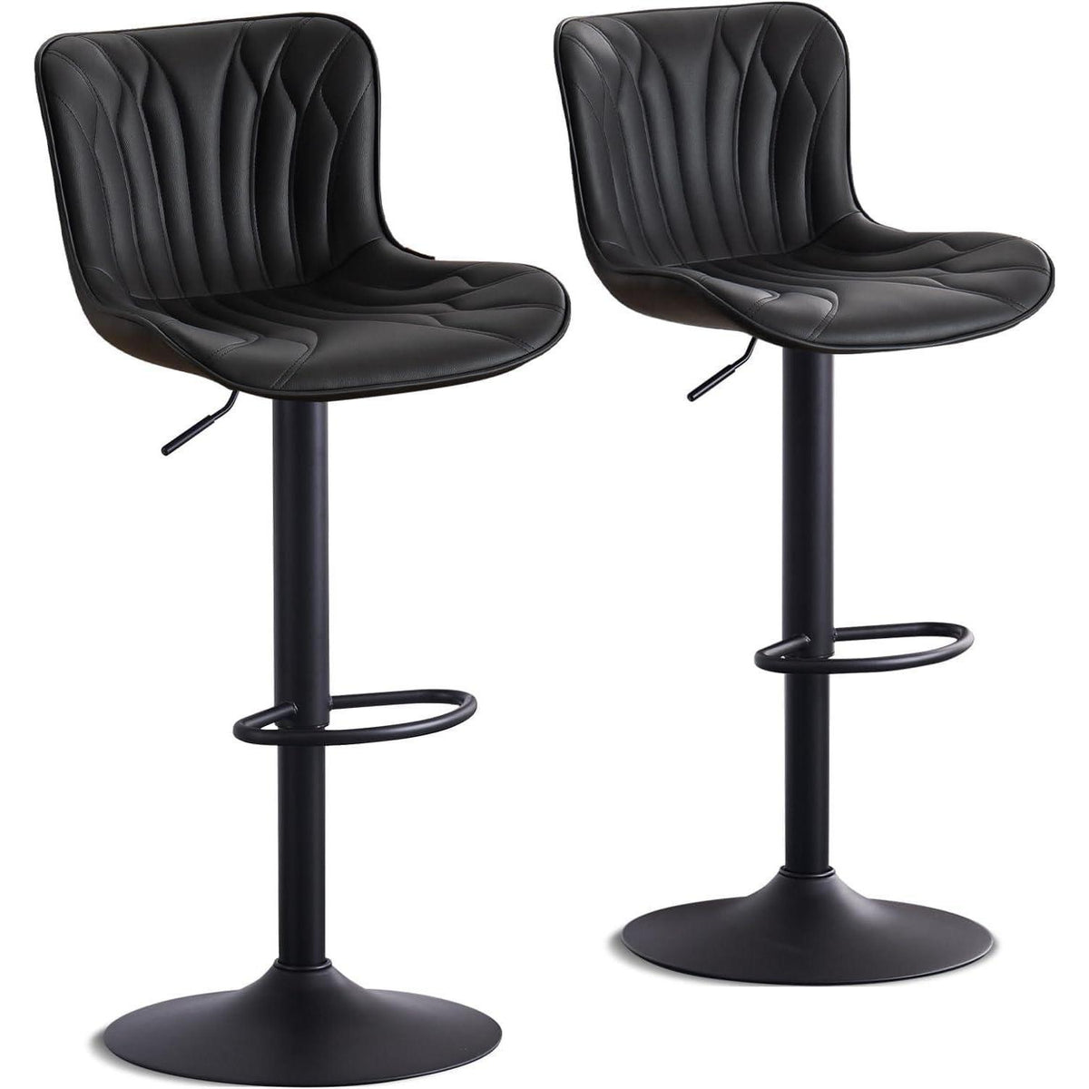 Drehbarer Barhocker 2er Set, Höhenverstellbar, Schwarz