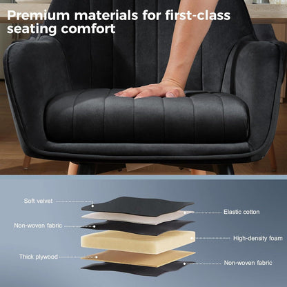 Drehbarer Esszimmerstuhl mit Samtbezug & hoher Armlehne