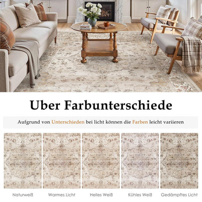 Waschbarer Vintage Teppich Beige 160x230cm – PureCozy