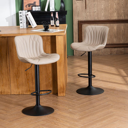 Drehbarer Barhocker 2er Set, Höhenverstellbar in Lederoptik