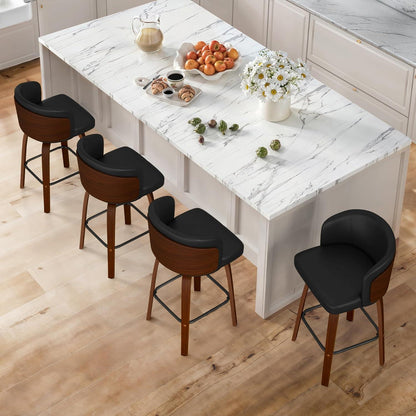 Drehbarer Barhocker 2er Set mit Lehne – Schwarz