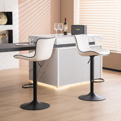 Drehbarer Barhocker 2er Set, Höhenverstellbar, Weiß