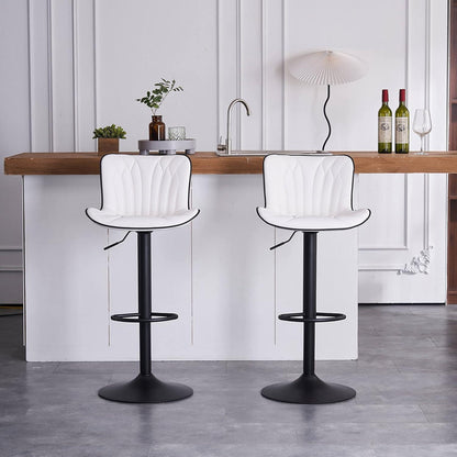 Drehbarer Barhocker 2er Set, Höhenverstellbar, Weiß