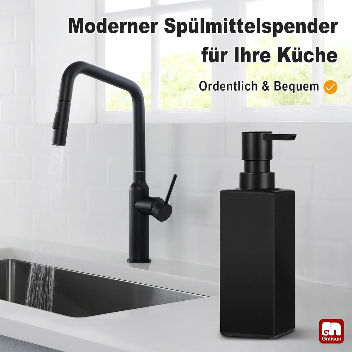 Schwarzer Seifenspender Glas 350ml - Matt & Modern