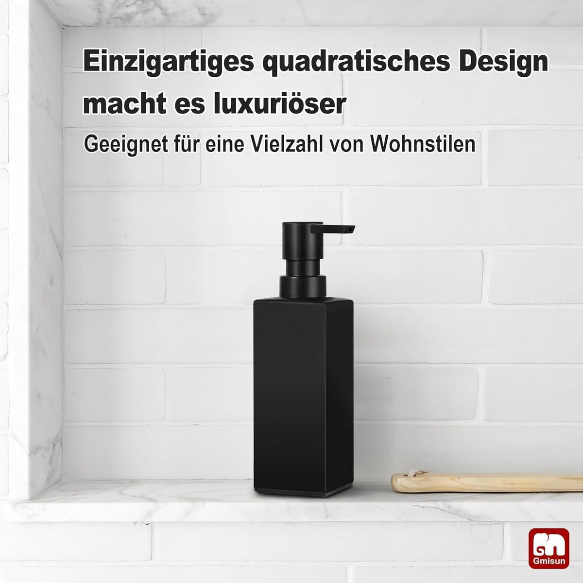 Schwarzer Seifenspender Glas 350ml - Matt & Modern