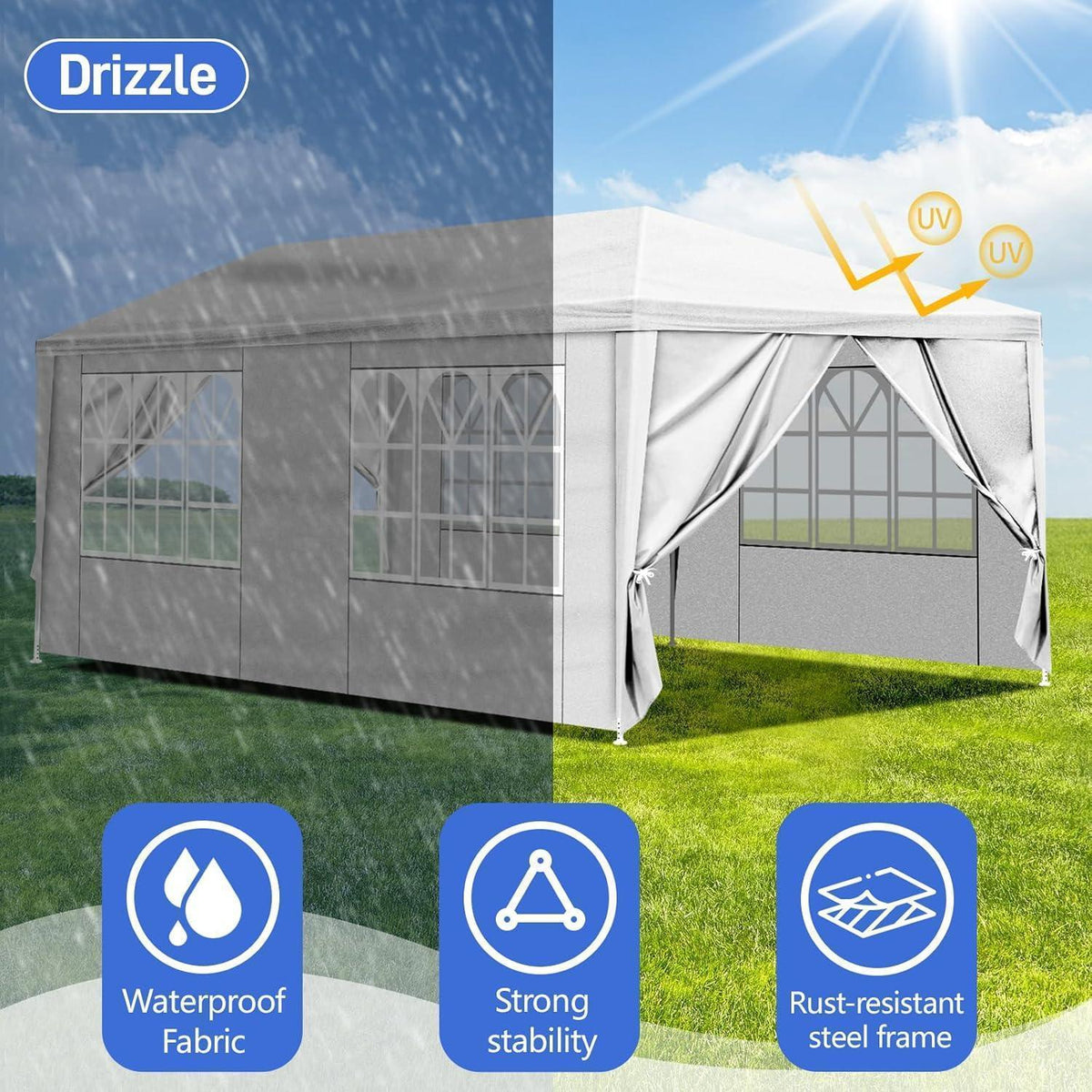 3x3m Pop-up Pavillon mit 4 Wänden – Wasserdicht & Vielseitig
