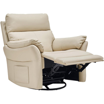Schaukelsessel Relaxliege mit Liegefunktion – Beige in Lederoptik