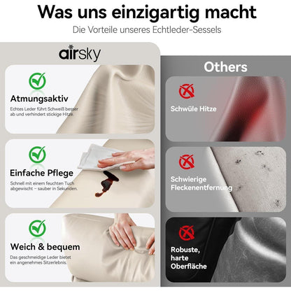 Schaukelsessel Relaxliege mit Liegefunktion – Beige in Lederoptik