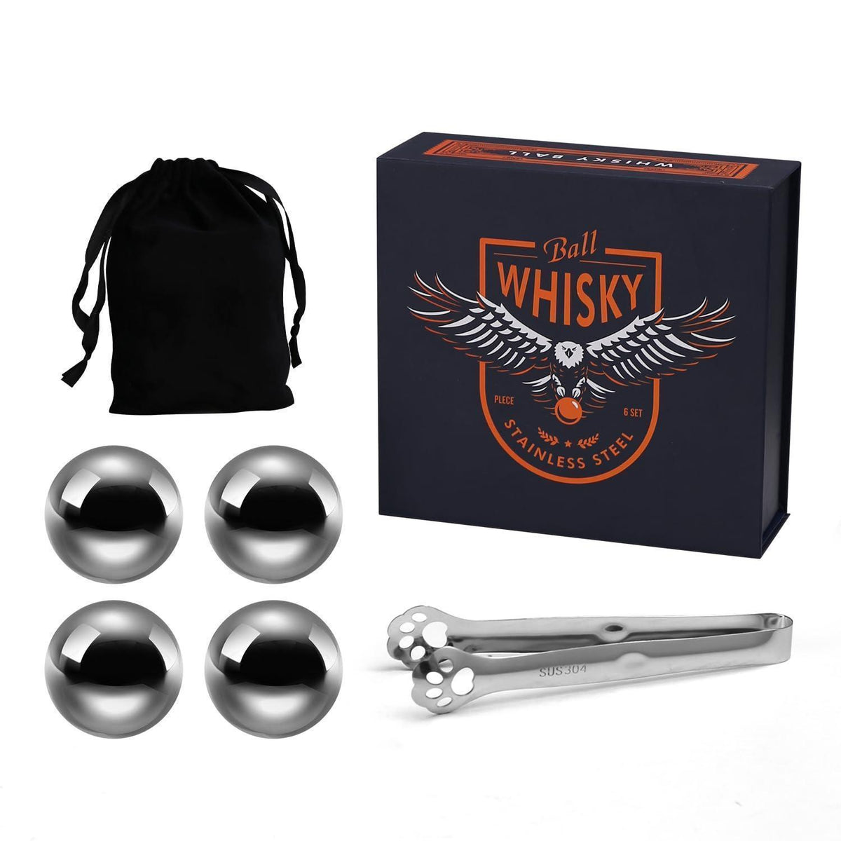 Edelstahl Whiskey Eiskugeln Set – 4er Pack, Rostfrei & Spülmaschinenfest