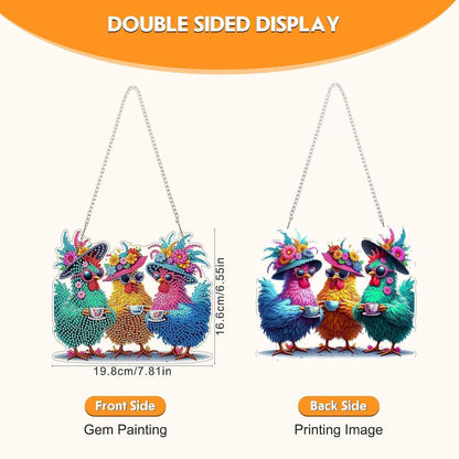 Diamant Painting Anhänger Huhn – DIY Fensterdeko für Kinder & Erwachsene