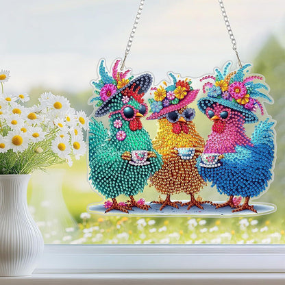 Diamant Painting Anhänger Huhn – DIY Fensterdeko für Kinder & Erwachsene