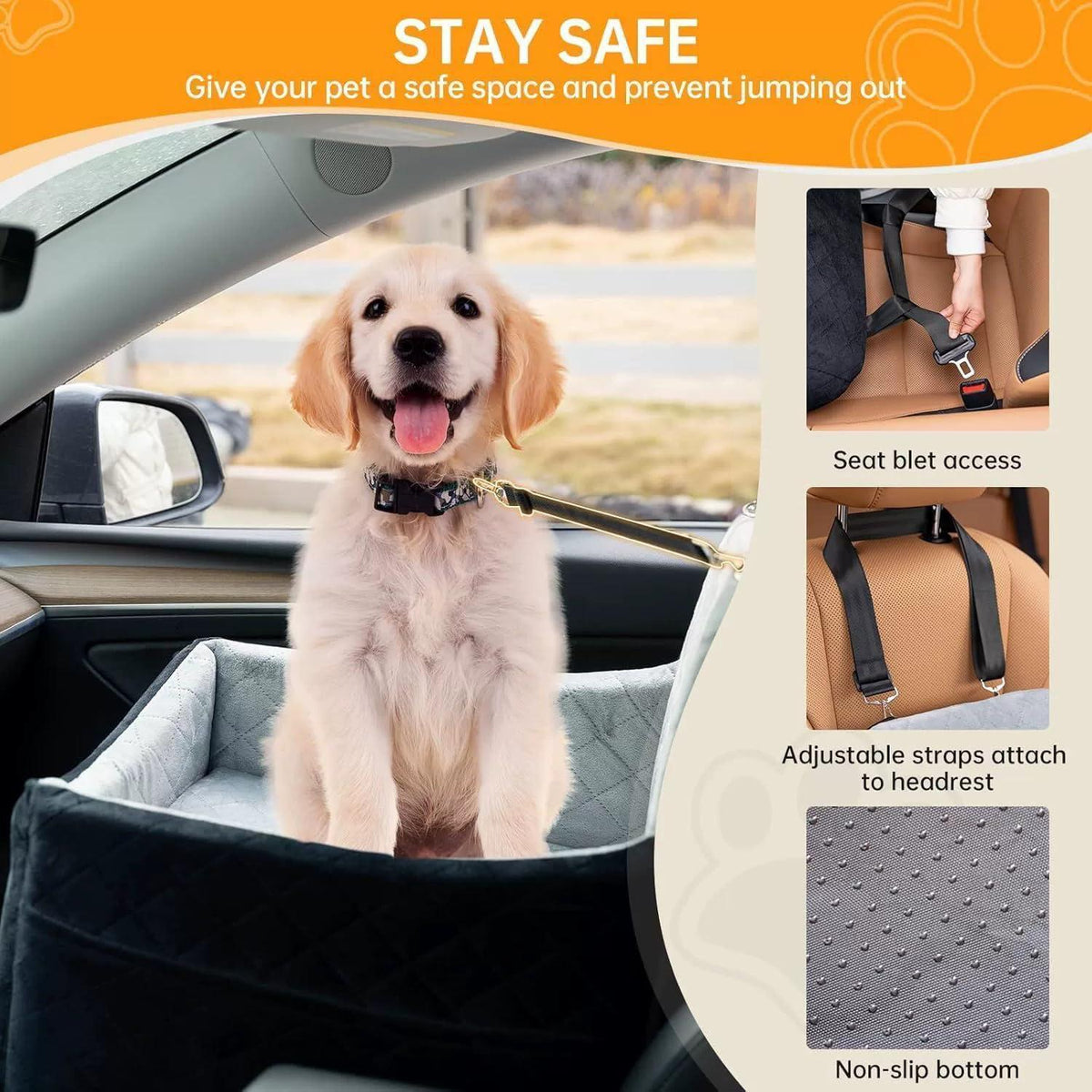 Hunde Autositz für Mittlere Hunde – Waschbar & Sicher