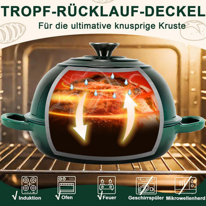 Gusseisen Dutch Oven Brotbacktopf 5,7L Grün