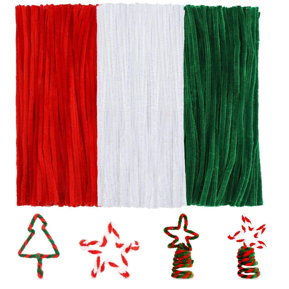 300 Pfeifenreiniger Basteln – Rot, Grün, Weiß – DIY Weihnachten