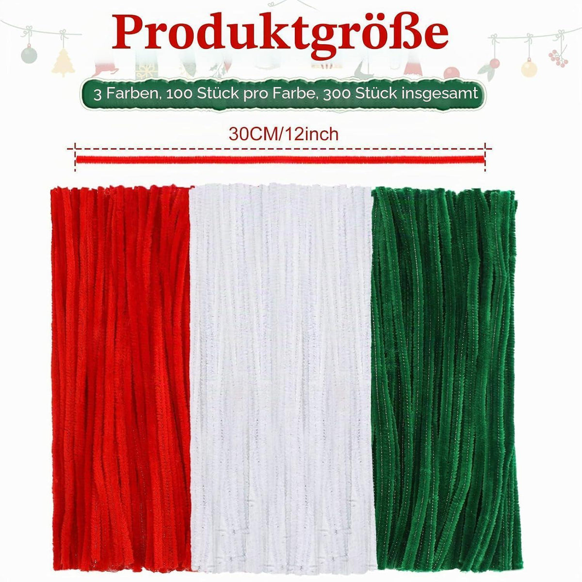 300 Pfeifenreiniger Basteln – Rot, Grün, Weiß – DIY Weihnachten