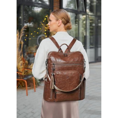 Rucksack Damen Laptopfach 15,6 Zoll Wasserdicht Business in Lederoptik