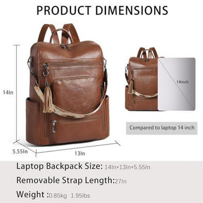 Rucksack Damen Laptopfach 15,6 Zoll Wasserdicht Business in Lederoptik