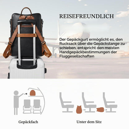 Rucksack Damen Laptopfach 15,6 Zoll Wasserdicht Business in Lederoptik
