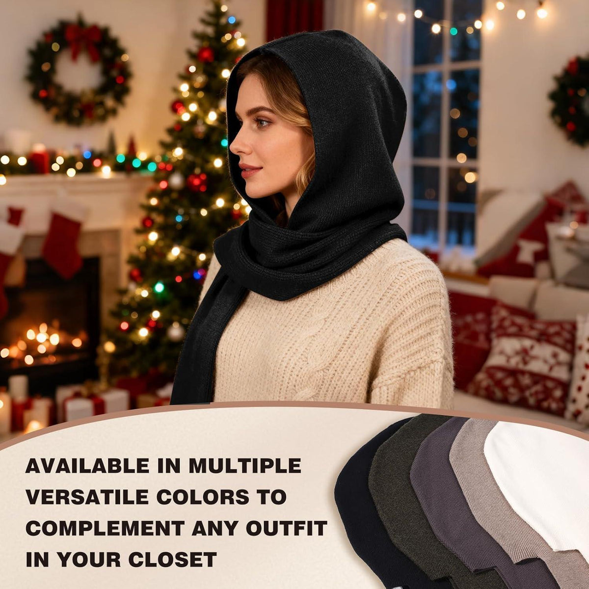 Winter Mützenschal Set 2in1 – Warm & Winddicht Schwarz