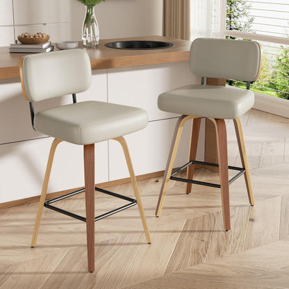 Drehbarer Barhocker 2er Set – Mid-Century Design, 65cm Sitzhöhe