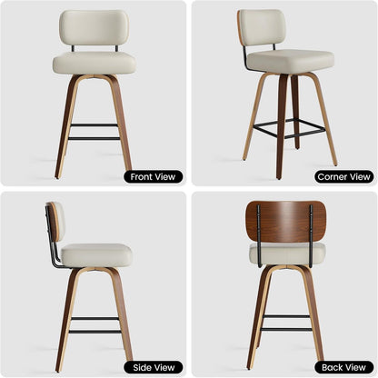 Drehbarer Barhocker 2er Set – Mid-Century Design, 65cm Sitzhöhe