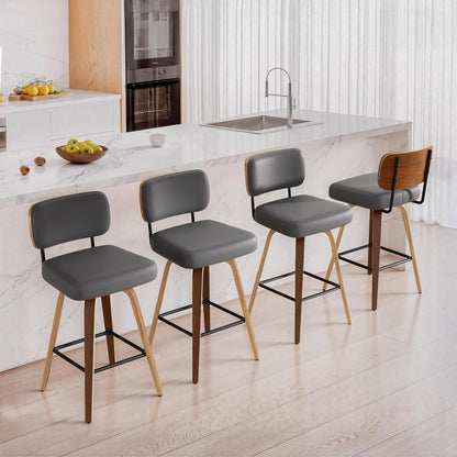 Drehbarer Barhocker 4er Set – Dunkelgrau, Mid-Century Design