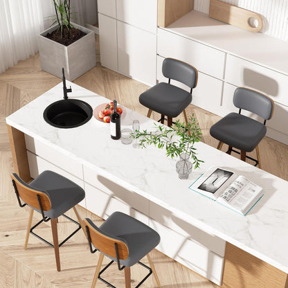 Drehbarer Barhocker 4er Set – Dunkelgrau, Mid-Century Design