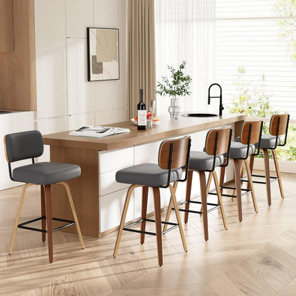 Drehbarer Barhocker 4er Set – Dunkelgrau, Mid-Century Design