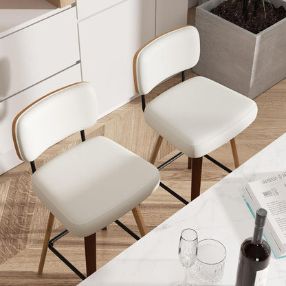 Drehbarer Barhocker 2er Set – Beige, 65cm Sitzhöhe, Mid-Century Design