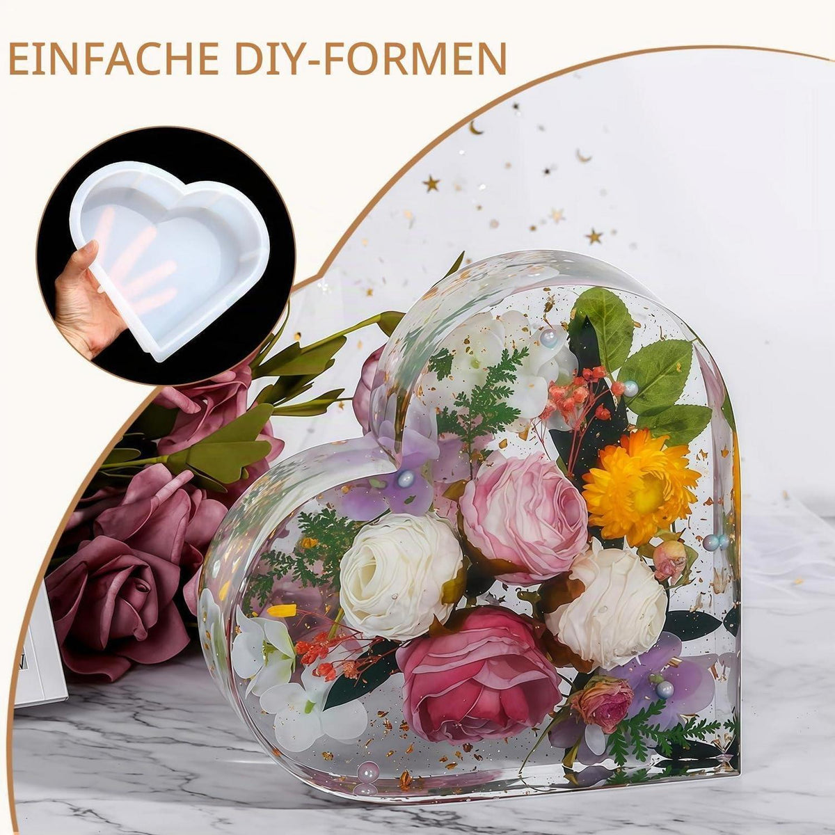 Große Herzförmige Epoxidharz Silikonform für DIY Projekte