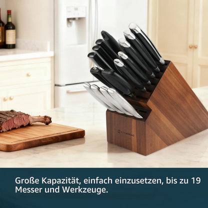 Messerblock aus Akazienholz – 20 Schlitze, leer