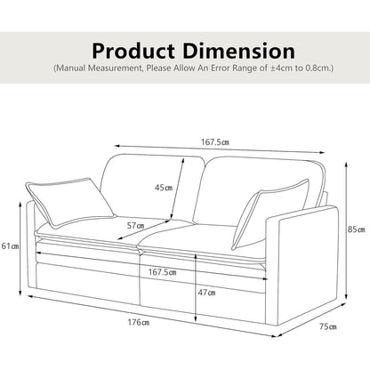 2-Sitzer Cord Sofa | Modernes Mini Sofa 176cm Beige