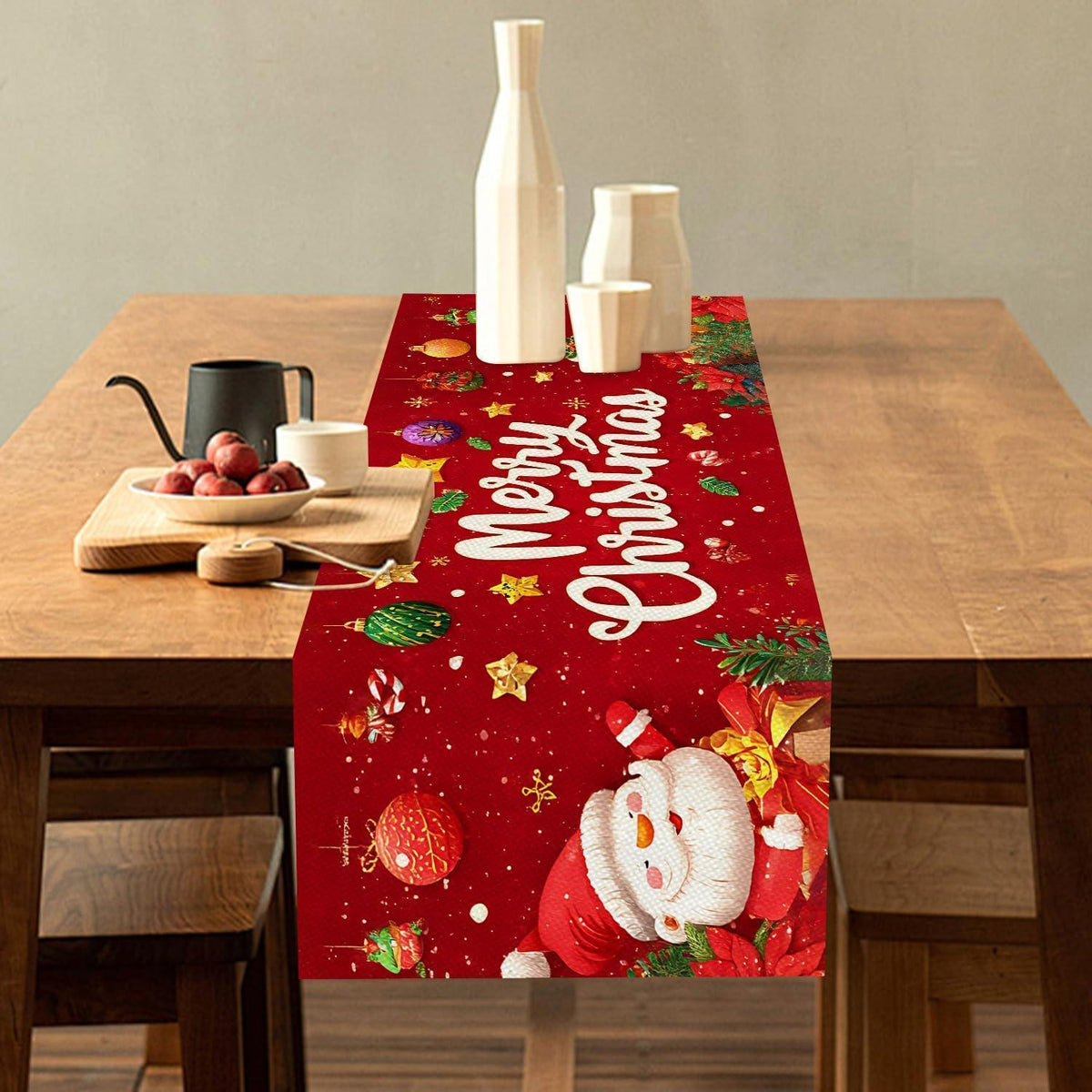 Tischläufer Weihnachten Rot Frohe Weihnachten 40x100 cm