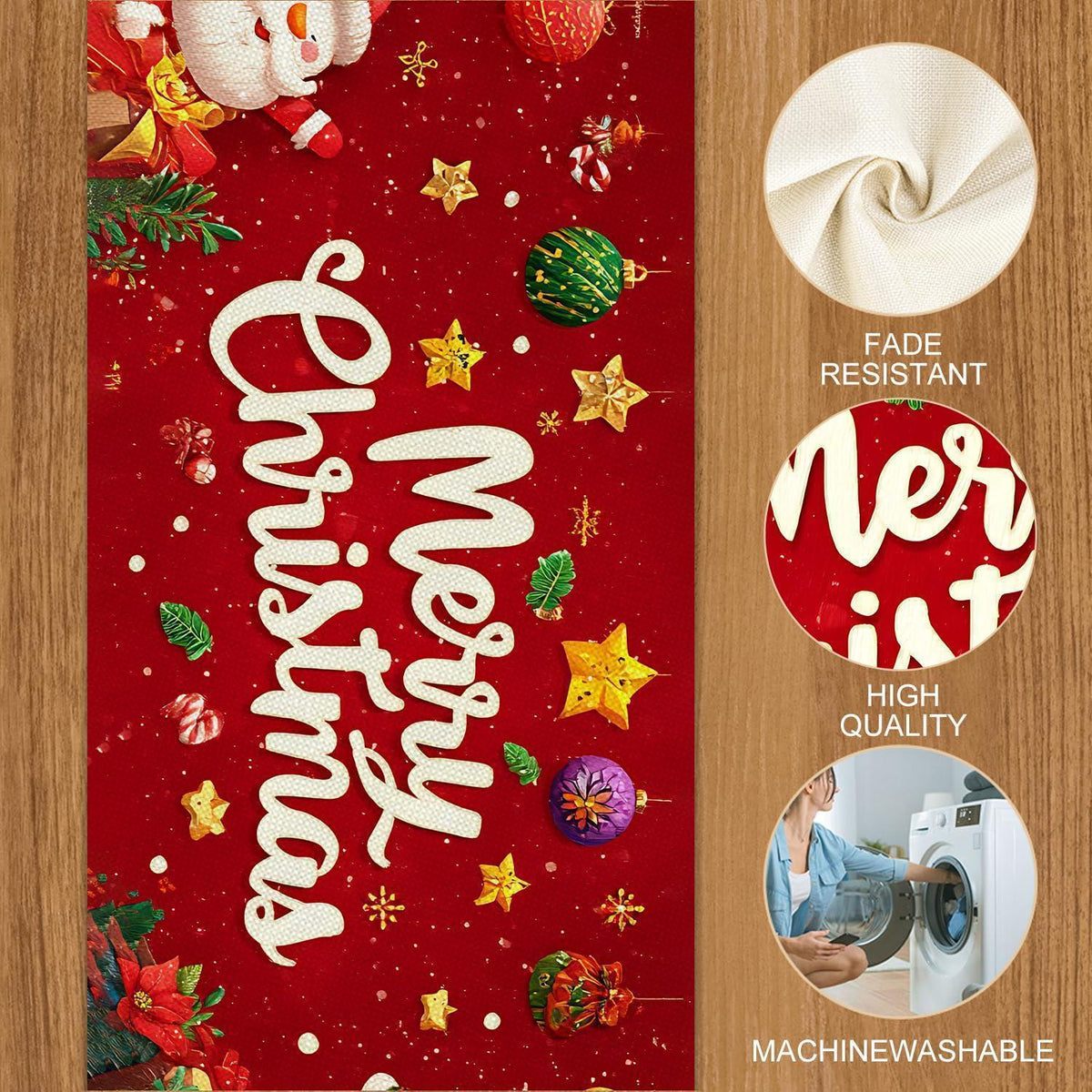 Tischläufer Weihnachten Rot Frohe Weihnachten 40x100 cm