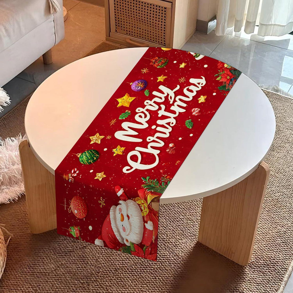 Tischläufer Weihnachten Rot Frohe Weihnachten 40x100 cm