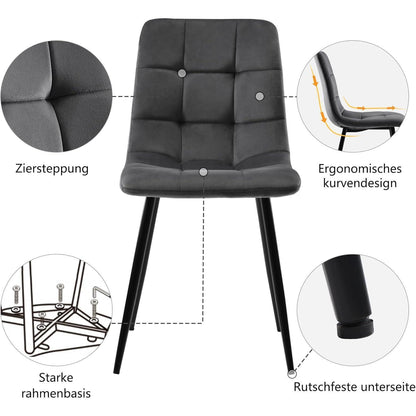 5-teiliges Esstisch Set Grau & Gold – Modernes Esszimmer mit Stühlen