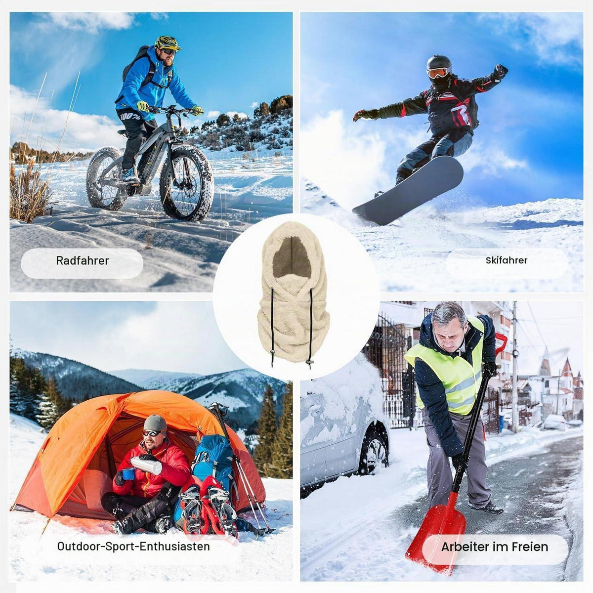 Sturmhaube Fleece Damen, Winddichte Gesichtshaube für Radfahren & Skifahren