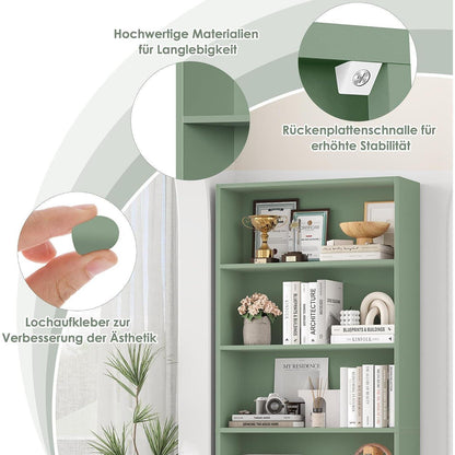 Holzregal mit 6 Fächern – Grün, 180 cm Bücherregal