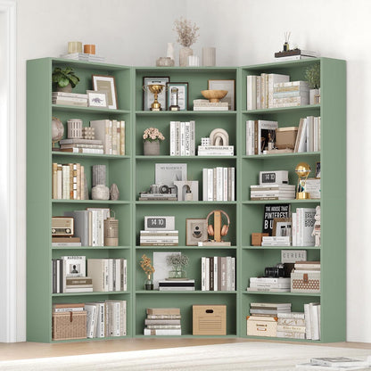 Holzregal mit 6 Fächern – Grün, 180 cm Bücherregal