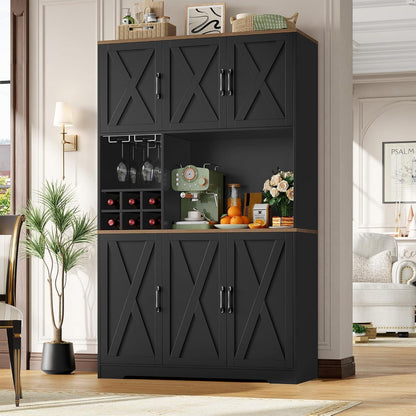Küchenschrank 106x180 cm Schwarz | Buffetschrank mit 6 Türen
