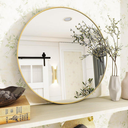 Runder Wandspiegel Gold 80cm – Bruchsicherer Badezimmer Spiegel