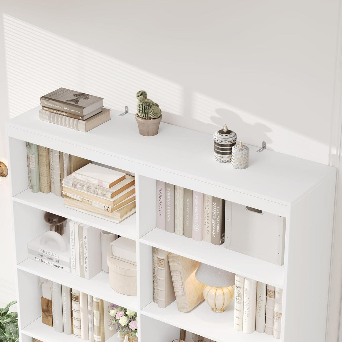 Bücherregal mit 4 Schubladen & 8 Fächern – Weißes Wohnzimmerschrank