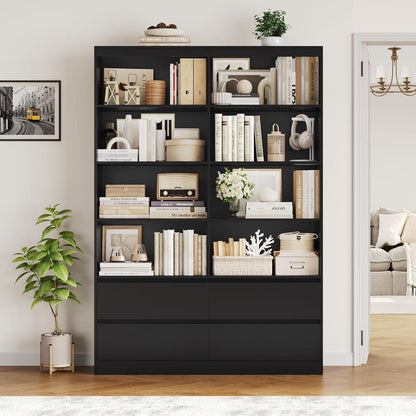 Bücherregal mit 4 Schubladen & 8 Fächern – 120x30x180cm