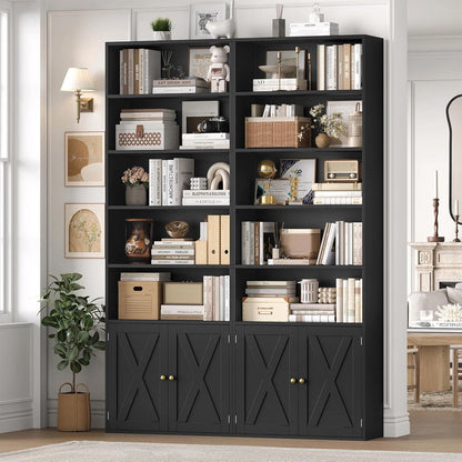 209 cm Bücherregal mit Türen & verstellbaren Regalböden