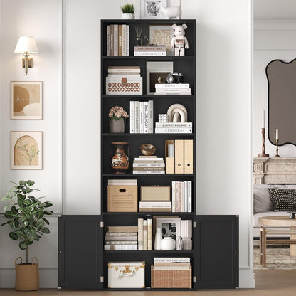 209 cm Bücherregal mit Türen & verstellbaren Regalböden