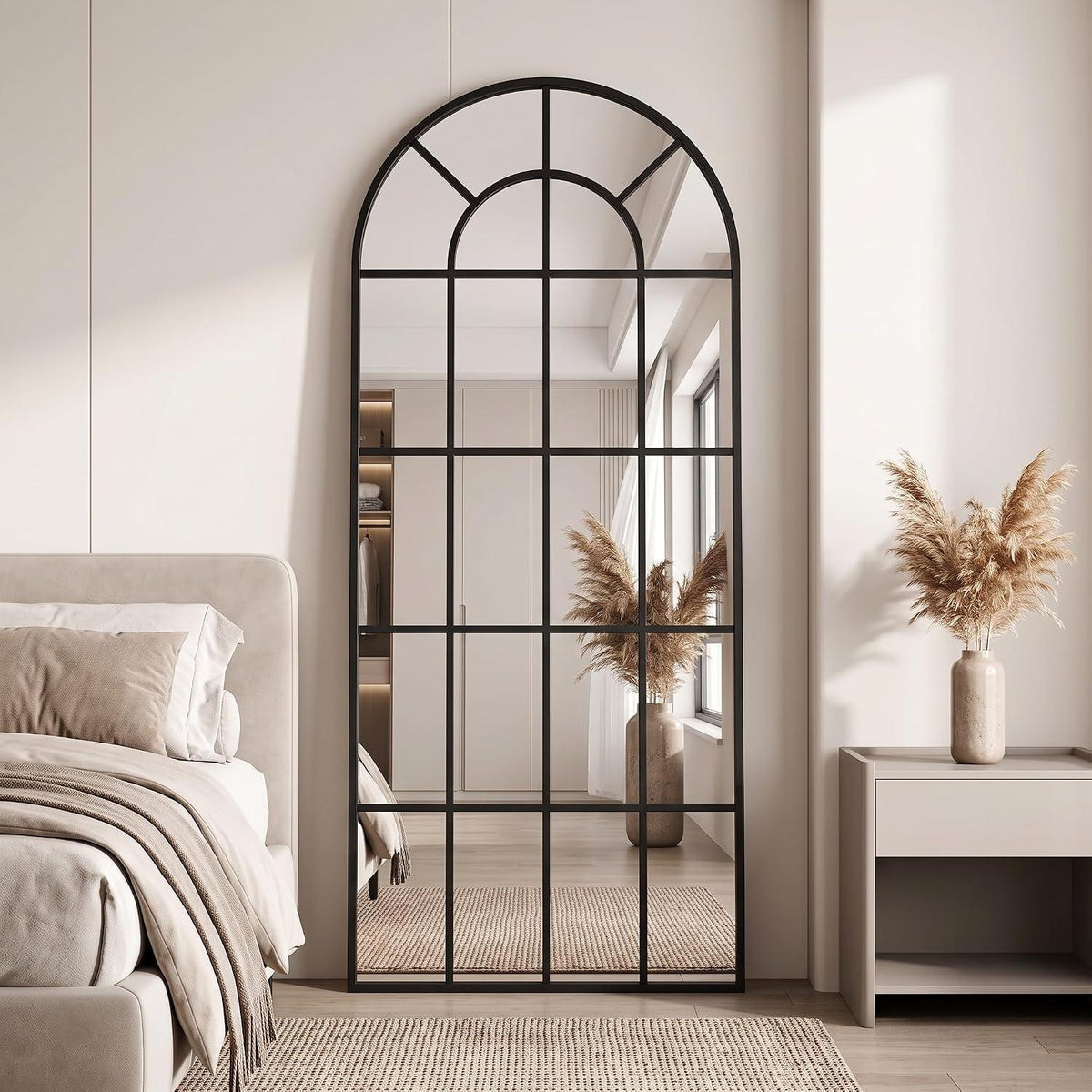 Großer Standspiegel 180x76cm | Dekorativer Ganzkörperspiegel Schwarz