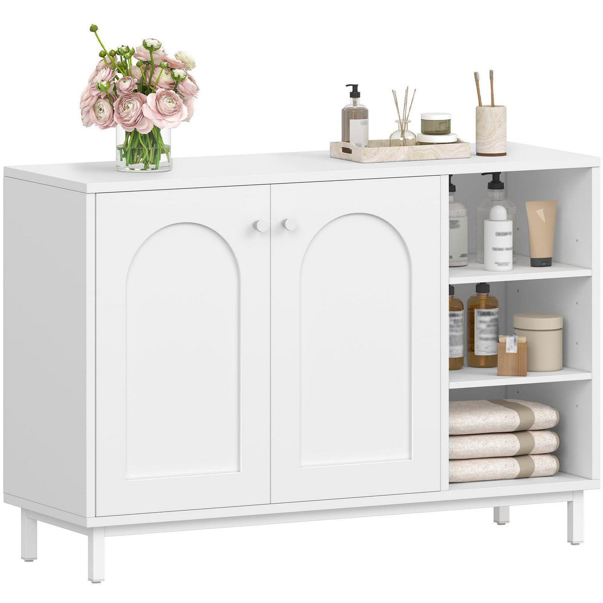 Weißer Badezimmerschrank mit 2 Türen & verstellbarem Regal